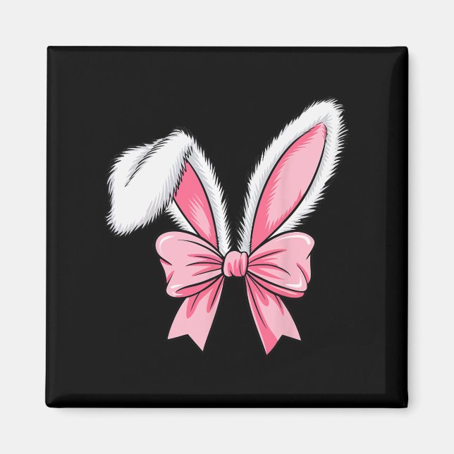 Íman Páscoa do dia de Arco da Páscoa Bunny Ears Rosa (Frente)