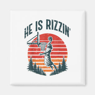 Íman Páscoa Ele É Rizzin Retro Basbol Homens Religiosos