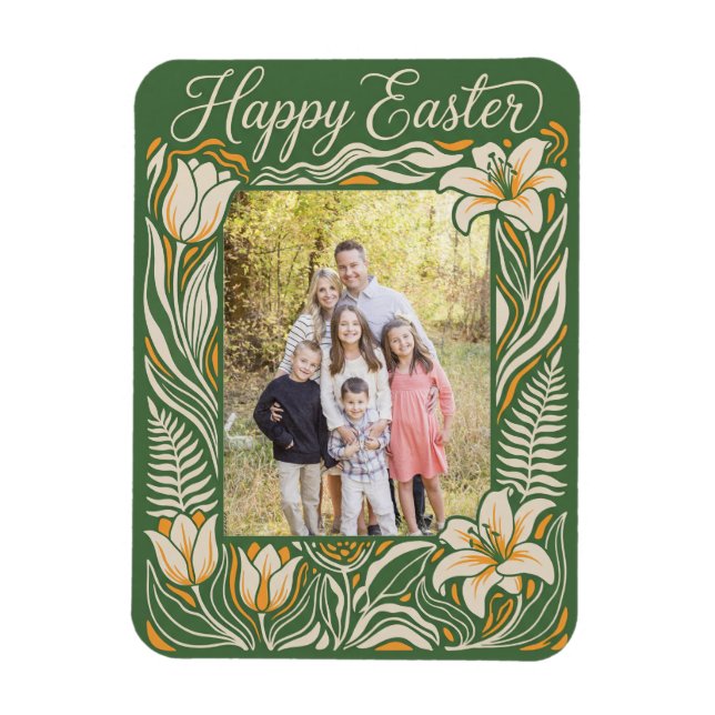 Íman Páscoa Floral Personalizada Lírio & Narciso (Vertical)