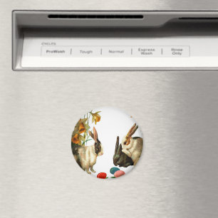 Íman Páscoas de coelhos de colheita olhando ovos de doc