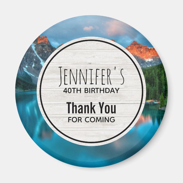 Íman Passado Cênico de Montanha e Fotografia do Lago (Frente)