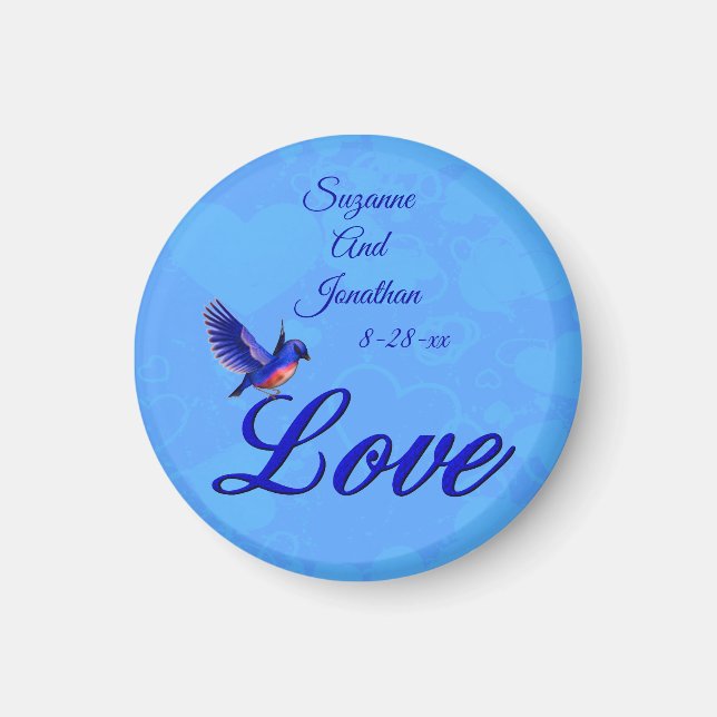 Íman Pássaro Azul Personalizado Casamento  (Frente)