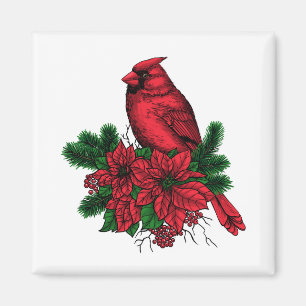 Íman Pássaro cardeal, ilustração de Natal