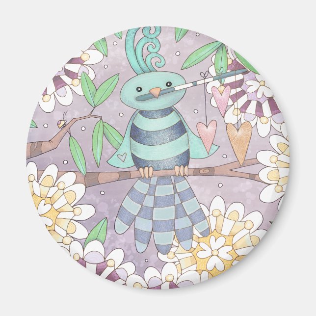 Íman Pássaro com Corações (Frente)