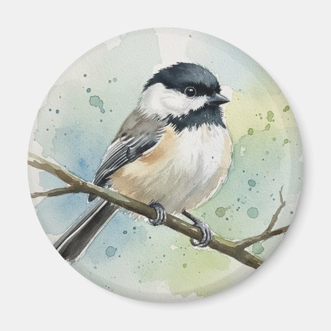 Íman Pássaro do Estado de Maine Chickadee de Capuz Pret (Frente)