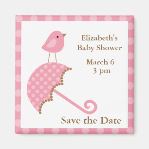 Íman Pássaro e guarda-chuva cor-de-rosa