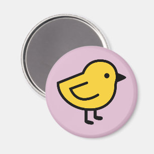 Íman Pássaro Frango Amarelo Em Um Rosa