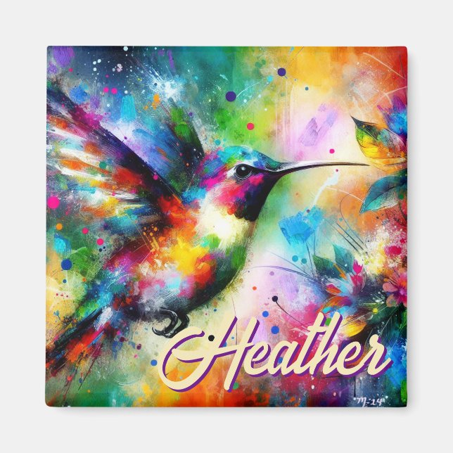 Íman Pássaro Hummingbird Colorido Whimsical Personaliza (Frente)