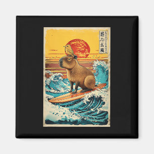 Íman Pássaro Na Capyra Surfando Grande Onda Anime Kawai