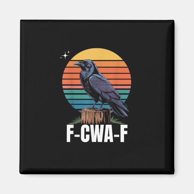 Íman Passaro Preto Cômico Retro F-Caw-F Corvo Corvo  (Frente)