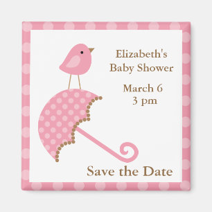 Íman Pássaro rosa e guarda-chuva