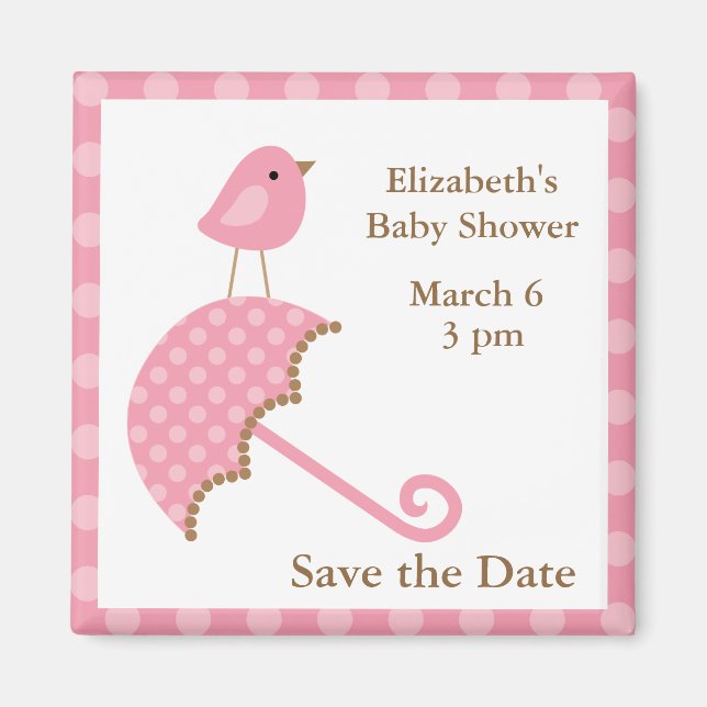 Íman Pássaro rosa e guarda-chuva (Frente)