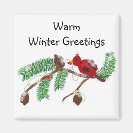 Íman Pássaro Vermelho em uma ramificação