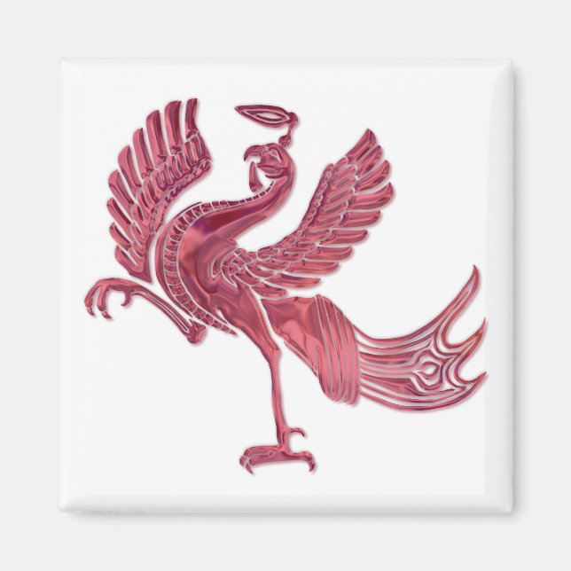 Íman Pássaro Vermelho vidro vermelho (Frente)