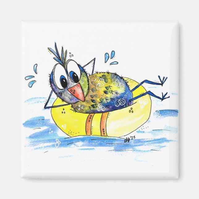 Íman Pássaro Whimsical Bonito no Float (Frente)