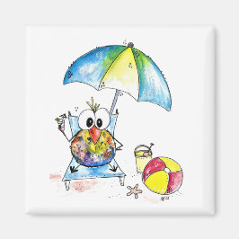 Íman Pássaro Whimsical na Praia