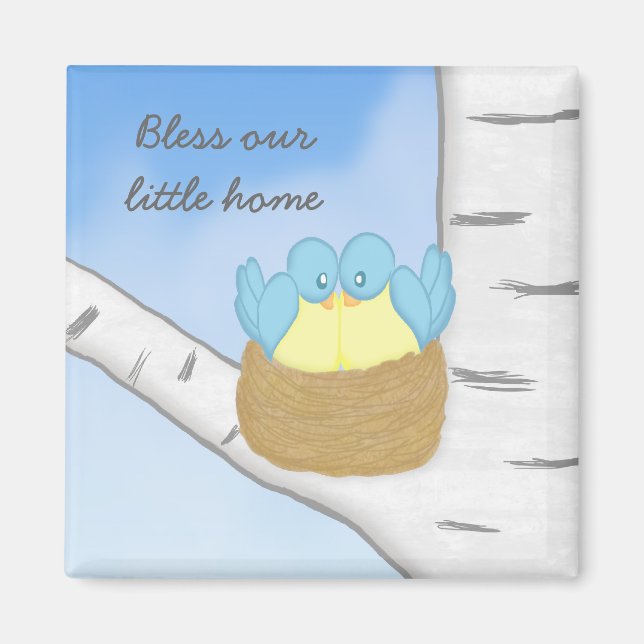 Íman Pássaros Azuis no Ninho (Frente)