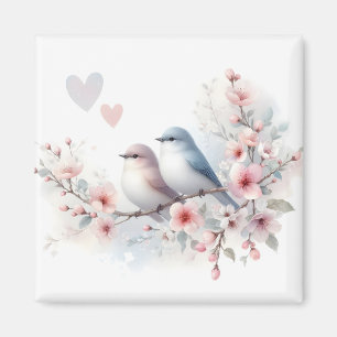 Íman Pássaros de Amor Romântico Ramo de Flor de Cerejei