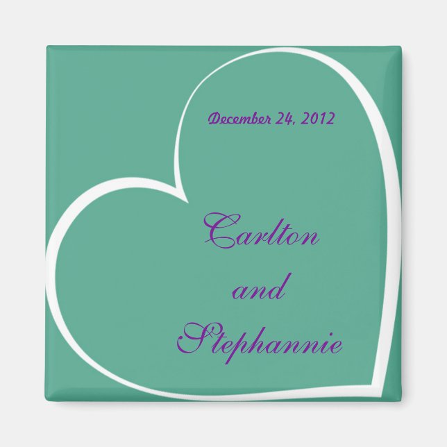 Íman Pássaros do Amor, Teal/Purple Wedding Magnet (Frente)