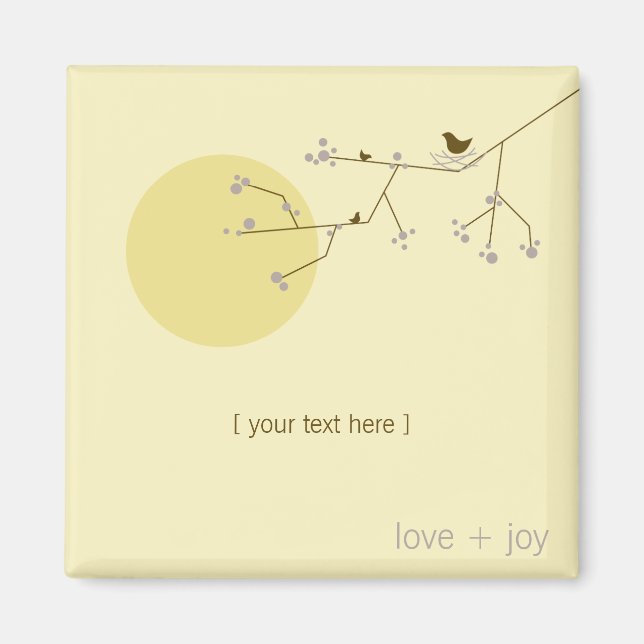 Íman Pássaros e Família Simples e Minimalistas (Frente)