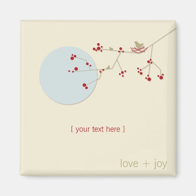 Íman Pássaros e Família Simples e Minimalistas (Frente)