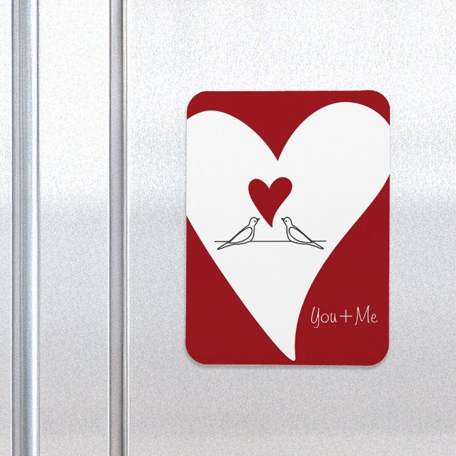 Íman Pássaros Modernos Simples no Amor Coração Vermelho (Criador carregado)