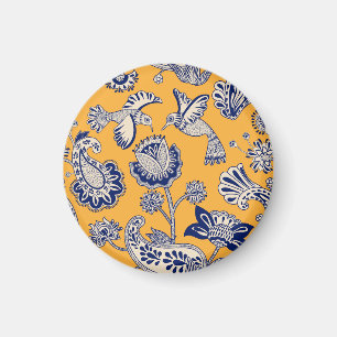 Íman Pássaros Paisley Flores Padrão de Vintagem