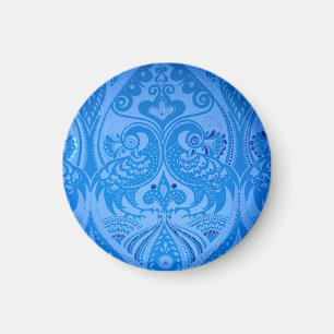 Íman Pássaros Pavões Orientais Azuis