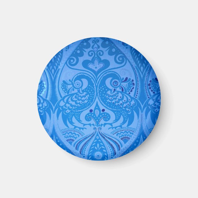 Íman Pássaros Pavões Orientais Azuis (Frente)