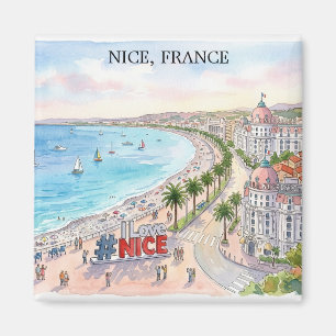 Íman Passeio dos Ingleses França Arte em Aquarela