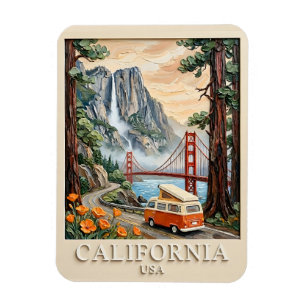 Íman Passeio pela Califórnia Paisagem Texturizada Vinta