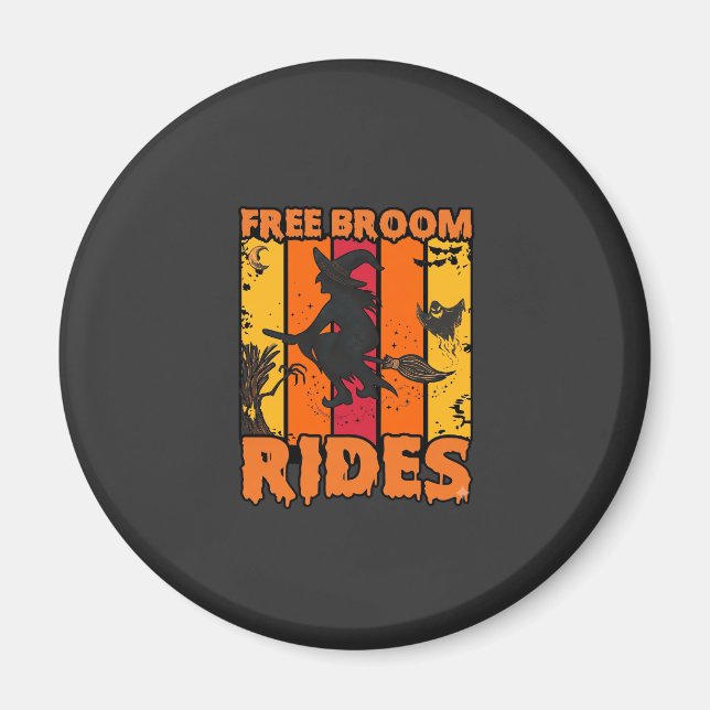 Íman Passeios de Vassoura Grátis Halloween Bruxa Voador (Frente)