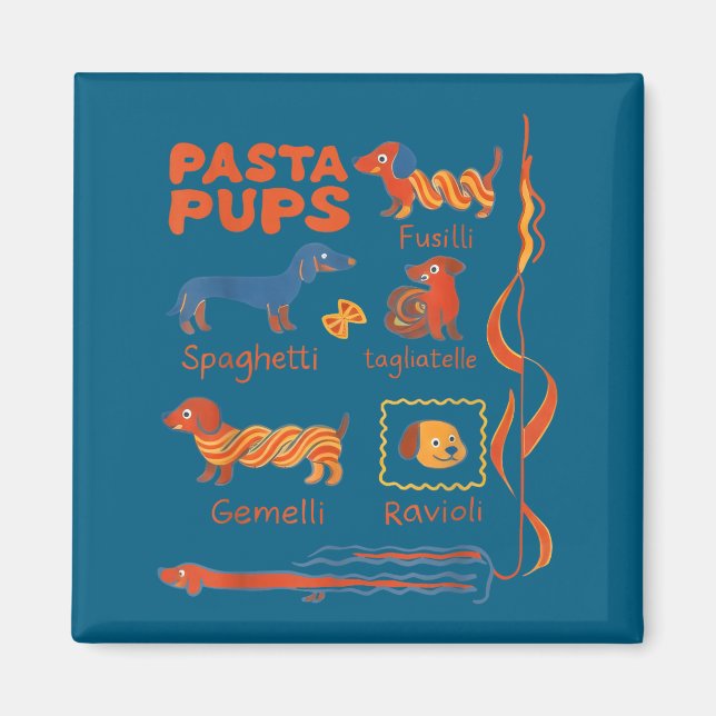 Íman Pasta P Dog Funny Dachshund Dog Pasta Foodie Dog S (Frente)