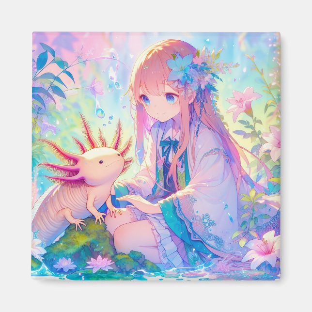 Íman Pastel Anime uma Axolotl Personalizada (Frente)