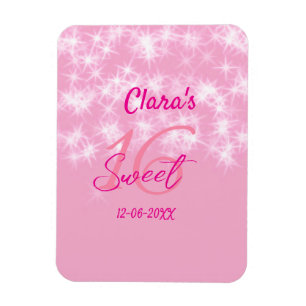 Íman Pastel baby pink doce de 16 anos adicione nome da