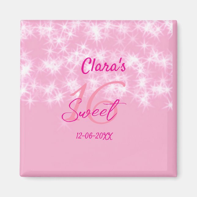 Íman Pastel baby pink doce de 16 anos adicione nome da (Frente)