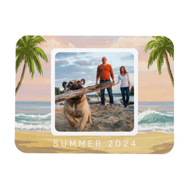 Íman Pastel Beach Watercolor personalizado (Horizontal)