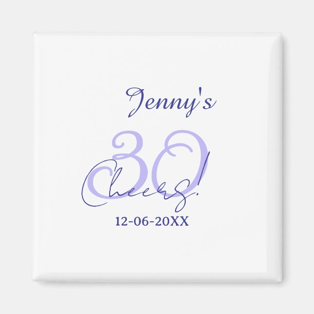 Íman Pastel cheers 30th birthday purple elegant name da (Frente)