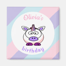 Íman Pastel de aniversário personalizado unicórnio colo