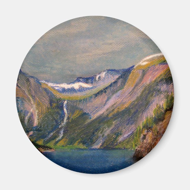 Íman Pastel de óleo de fiorde norueguês (Frente)