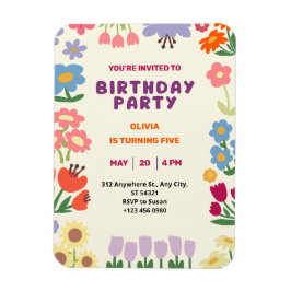 Íman Pastel Floral Flower Colorida Cinco Garota de Aniv