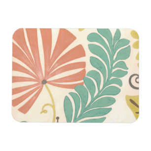 Íman Pastel Floral Vines e Folhas em Fundo de Creme