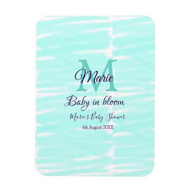 Íman Pastel green baby in bloom monogram baby shower te (Vertical)