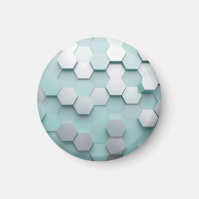 Íman Pastel Mint Hexágono Mosaico 3D (Frente)