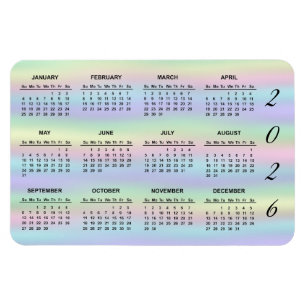 Íman Pastel Rainbow Holográfico Calendário 2021