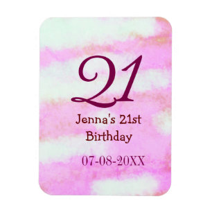 Íman Pastel rosa verde simples nome data 21º aniversári