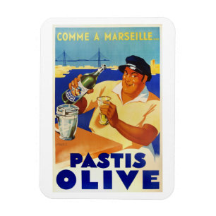 Íman Pastis Olive - Poster de Vinho Francês Vintage