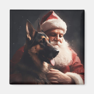 Íman Pastor Alemão Com Papai Noel Natal Festivo