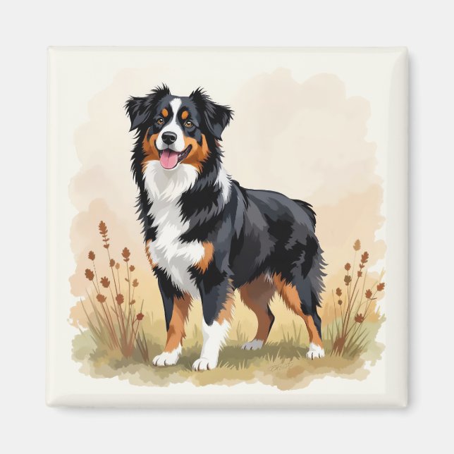 Íman Pastor australiano Black Tricolor Aussie Dog (Frente)
