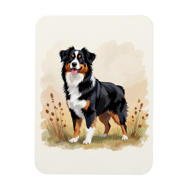 Íman Pastor australiano Black Tricolor Aussie Dog (Vertical)